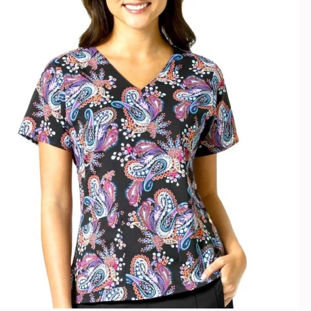 Vera Bradley Halo Heritage Paisley Scrub Top Sz XS